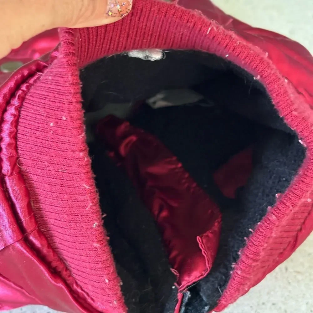 Red Satin Dog Bomber Jacket
